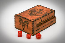 Load image into Gallery viewer, Dice Tower and Dice Storage for Dungeons and Dragons, d&amp;d, pathfinder, rpg, dnd gift for dungeon master, dark, engrave, customize
